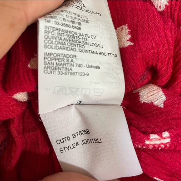 Billabong Little Flirt Red Floral Print Button Down Midi Dress Sz L Summer Beach - Picture 9 of 15